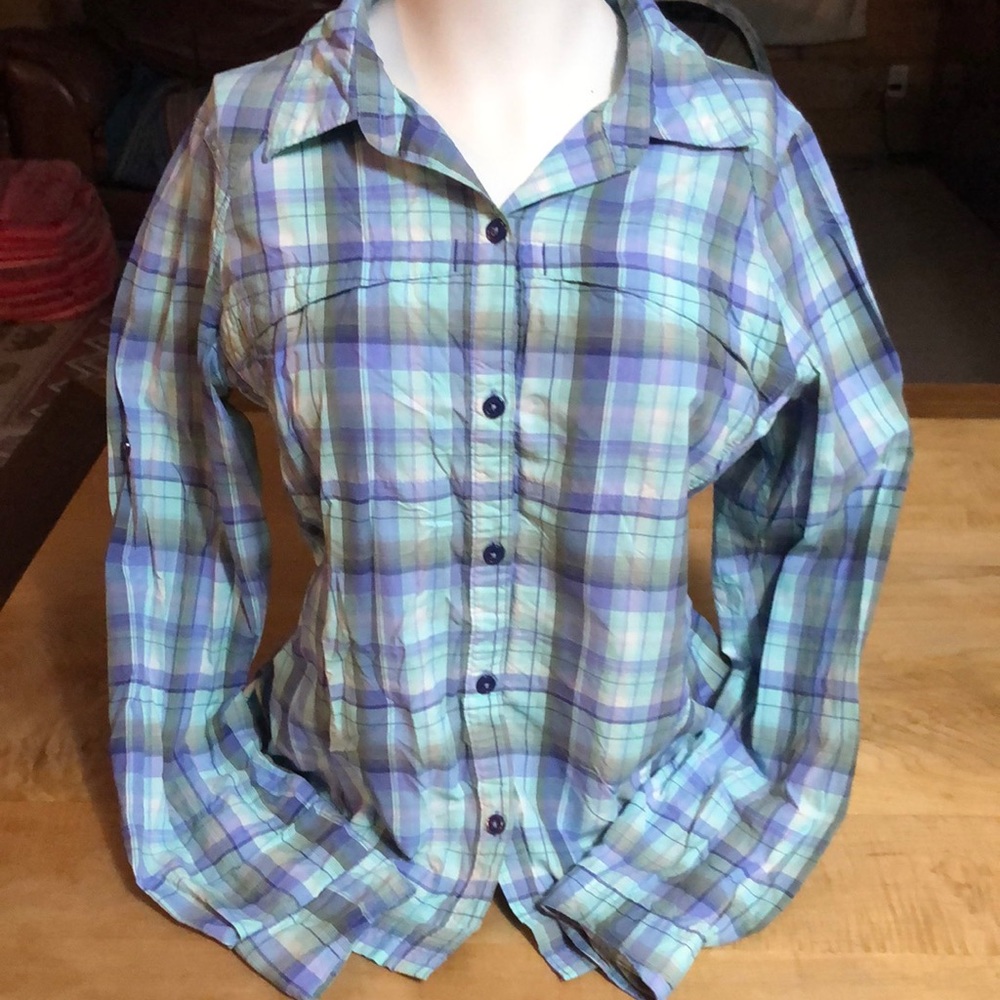 Columbia plaid button top